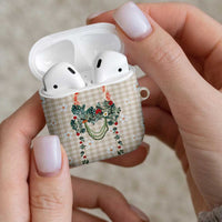 Brown Hawaiian Palaka AirPods Case Kukui Nut Money Lei - Polynesian Pride