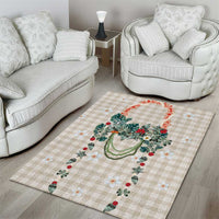 Brown Hawaiian Palaka Area Rug Kukui Nut Money Lei - Polynesian Pride
