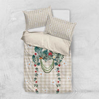 Brown Hawaiian Palaka Bedding Set Kukui Nut Money Lei - Polynesian Pride