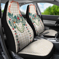 Brown Hawaiian Palaka Car Seat Cover Kukui Nut Money Lei - Polynesian Pride