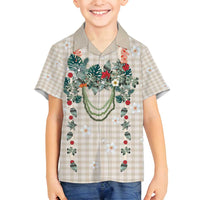 Brown Hawaiian Palaka Family Matching Puletasi and Hawaiian Shirt Kukui Nut Money Lei LT9 Son's Shirt Brown - Polynesian Pride
