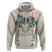 Brown Hawaiian Palaka Hoodie Kukui Nut Money Lei - Polynesian Pride