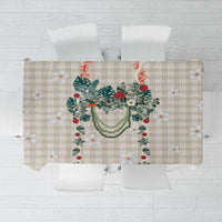 Brown Hawaiian Palaka Tablecloth Kukui Nut Money Lei - Polynesian Pride