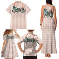 Peach Hawaiian Palaka Family Matching Tank Maxi Dress and Hawaiian Shirt Kukui Nut Money Lei LT9 - Polynesian Pride
