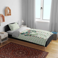 Sage Green Hawaiian Palaka Bedding Set Kukui Nut Money Lei - Polynesian Pride