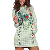 Sage Green Hawaiian Palaka Hoodie Dress Kukui Nut Money Lei LT9 Green - Polynesian Pride