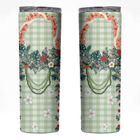 Sage Green Hawaiian Palaka Skinny Tumbler Kukui Nut Money Lei LT9 Green - Polynesian Pride
