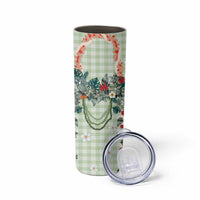 Sage Green Hawaiian Palaka Skinny Tumbler Kukui Nut Money Lei LT9 - Polynesian Pride