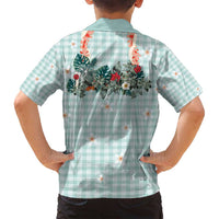 Turquoise Hawaiian Palaka Family Matching Long Sleeve Bodycon Dress and Hawaiian Shirt Kukui Nut Money Lei LT9 - Polynesian Pride