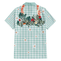 Turquoise Hawaiian Palaka Family Matching Summer Maxi Dress and Hawaiian Shirt Kukui Nut Money Lei LT9 - Polynesian Pride
