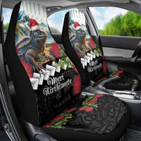 Meri Kirihimete Tuatara Car Seat Cover New Zealand Fern with Puhutukawa Flowers LT9 - Polynesian Pride