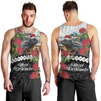 Meri Kirihimete Tuatara Men Tank Top New Zealand Fern with Puhutukawa Flowers LT9 - Polynesian Pride