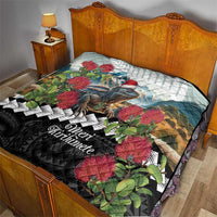Meri Kirihimete Tuatara Quilt New Zealand Fern with Puhutukawa Flowers LT9 - Polynesian Pride