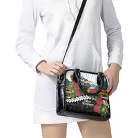 Meri Kirihimete Tuatara Shoulder Handbag New Zealand Fern with Puhutukawa Flowers LT9 - Polynesian Pride