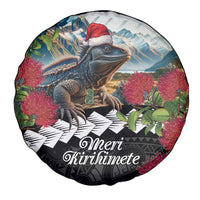 Meri Kirihimete Tuatara Spare Tire Cover New Zealand Fern with Puhutukawa Flowers LT9 - Polynesian Pride