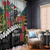 Meri Kirihimete Tuatara Window Curtain New Zealand Fern with Puhutukawa Flowers LT9 - Polynesian Pride