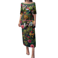 Meri Kirihimete Kakapo Santa Family Matching Puletasi and Hawaiian Shirt Merry Christmas with Tropical Vibe LT9 Mom's Dress Green - Polynesian Pride