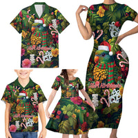 Meri Kirihimete Kakapo Santa Family Matching Short Sleeve Bodycon Dress and Hawaiian Shirt Merry Christmas with Tropical Vibe LT9 - Polynesian Pride