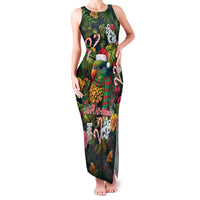 Meri Kirihimete Kakapo Santa Family Matching Tank Maxi Dress and Hawaiian Shirt Merry Christmas with Tropical Vibe LT9 Mom's Dress Green - Polynesian Pride