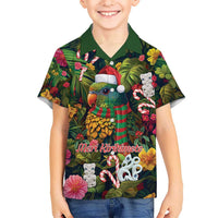 Meri Kirihimete Kakapo Santa Kid Hawaiian Shirt Merry Christmas with Tropical Vibe LT9 Kid Green - Polynesian Pride