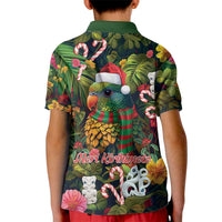 Meri Kirihimete Kakapo Santa Kid Polo Shirt Merry Christmas with Tropical Vibe LT9 - Polynesian Pride