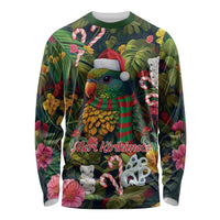 Meri Kirihimete Kakapo Santa Long Sleeve Shirt Merry Christmas with Tropical Vibe LT9 Unisex Green - Polynesian Pride