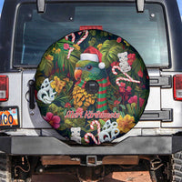 Meri Kirihimete Kakapo Santa Spare Tire Cover Merry Christmas with Tropical Vibe LT9 Green - Polynesian Pride
