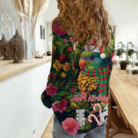 Meri Kirihimete Kakapo Santa Women Casual Shirt Merry Christmas with Tropical Vibe LT9 - Polynesian Pride