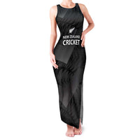 New Zealand Cricket Custom Family Matching Tank Maxi Dress and Hawaiian Shirt Potae Pango Black Fern Pattern LT9 Mom's Dress Black - Polynesian Pride