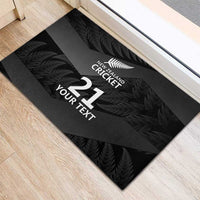 New Zealand Cricket Custom Rubber Doormat Potae Pango Black Fern Pattern