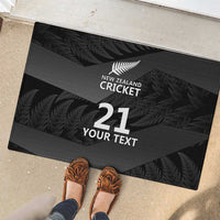 New Zealand Cricket Custom Rubber Doormat Potae Pango Black Fern Pattern