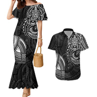 Polynesian Turtle Tribal Tattoo Couples Matching Mermaid Dress and Hawaiian Shirt Black Style LT9 Black - Polynesian Pride