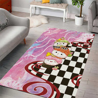 Personalized Japanese Kawaii Sushi Roll Area Rug Wagara Palaka Pattern