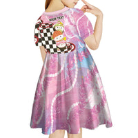 Personalized Japanese Kawaii Sushi Roll Kid Short Sleeve Dress Wagara Palaka Pattern