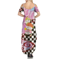 Personalized Japanese Kawaii Sushi Roll Summer Maxi Dress Wagara Palaka Pattern