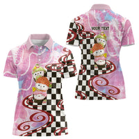 Personalized Japanese Kawaii Sushi Roll Women Polo Shirt Wagara Palaka Pattern