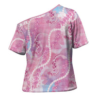 Japanese Koi Fish Cross Shoulder Shirt Pink Wagara Palaka Honohono Pikake Lei