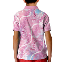 Japanese Koi Fish Kid Polo Shirt Pink Wagara Palaka Honohono Pikake Lei LT9 - Polynesian Pride