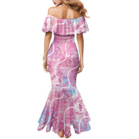Japanese Koi Fish Mermaid Dress Pink Wagara Palaka Honohono Pikake Lei LT9 - Polynesian Pride