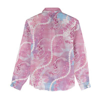 Japanese Koi Fish Women Casual Shirt - Pink Wagara Palaka - Honohono Pikake Lei LT9 - Polynesian Pride