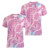 Japanese Koi Fish Women V-Neck T-Shirt Pink Wagara Palaka Honohono Pikake Lei LT9 - Polynesian Pride