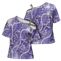 Japanese Koi Fish Cross Shoulder Shirt Purple Wagara Palaka Honohono Pikake Lei LT9 - Polynesian Pride