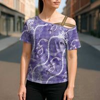 Japanese Koi Fish Cross Shoulder Shirt Purple Wagara Palaka Honohono Pikake Lei LT9 - Polynesian Pride