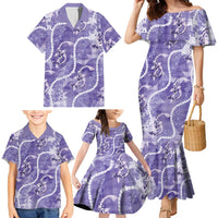 Japanese Koi Fish Family Matching Mermaid Dress and Hawaiian Shirt Purple Wagara Palaka Honohono Pikake Lei LT9 - Polynesian Pride
