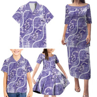 Japanese Koi Fish Family Matching Puletasi and Hawaiian Shirt Purple Wagara Palaka Honohono Pikake Lei LT9 - Polynesian Pride
