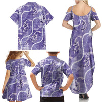 Japanese Koi Fish Family Matching Summer Maxi Dress and Hawaiian Shirt Purple Wagara Palaka Honohono Pikake Lei LT9 - Polynesian Pride