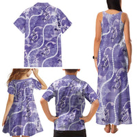 Japanese Koi Fish Family Matching Tank Maxi Dress and Hawaiian Shirt Purple Wagara Palaka Honohono Pikake Lei LT9 - Polynesian Pride