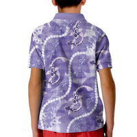 Japanese Koi Fish Kid Polo Shirt Purple Wagara Palaka Honohono Pikake Lei LT9 - Polynesian Pride