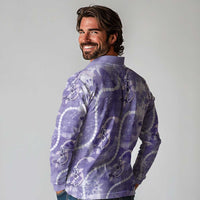 Japanese Koi Fish Long Sleeve Polo Shirt Purple Wagara Palaka Honohono Pikake Lei LT9 - Polynesian Pride