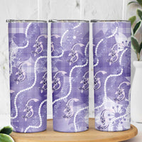 Japanese Koi Fish Skinny Tumbler Purple Wagara Palaka Honohono Pikake Lei LT9 - Polynesian Pride